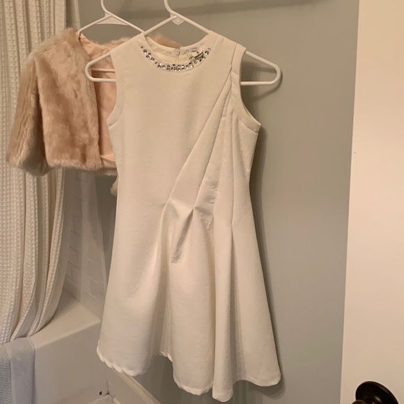 Jusbe Sz 12 flower girl, recital, father daughter dance, dress & faux fur coat. - Picture 1 of 10